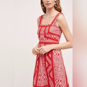 Anthropologie Maeve Emma Sleeveless Mini Dress in Red/White Women’s Dress Size 6